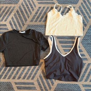 Zara Black, White, and Cream Crop Tops Trio